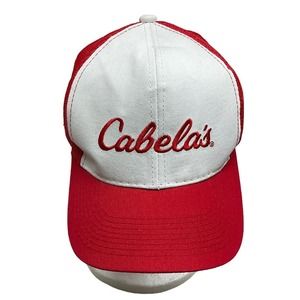 Bass Pro Shops Snapback Hat Men's One Size Red White Cabela's Mesh Trucker